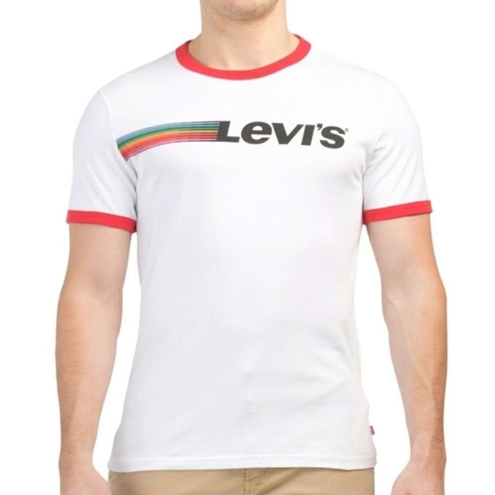 Levi's Unisex Fitted Rainbow Ringer T-Shirt L